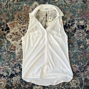 Express White Sleeveless Lace Top